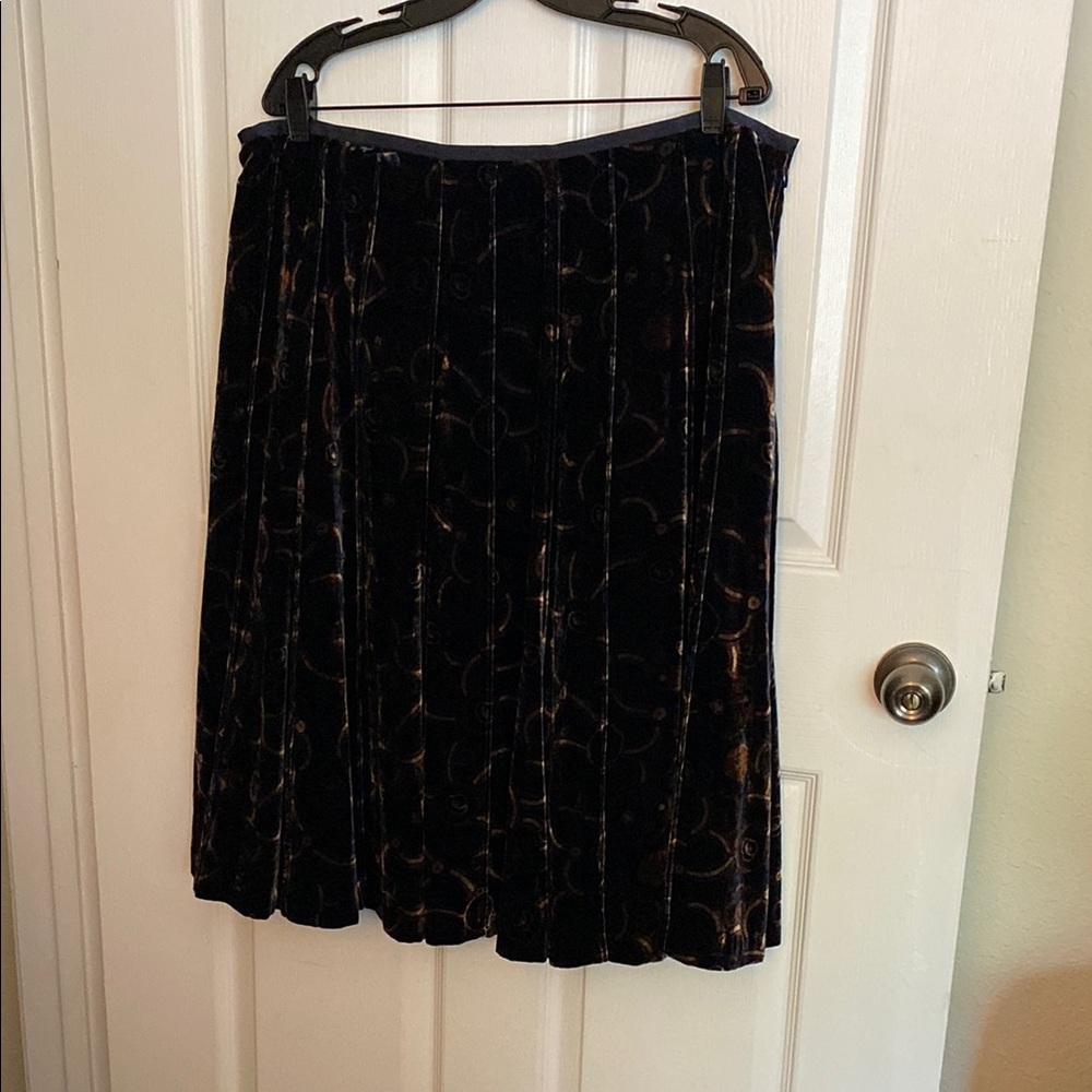 Anne Klein Blue and Brown Knee-Length A-Line Skirt